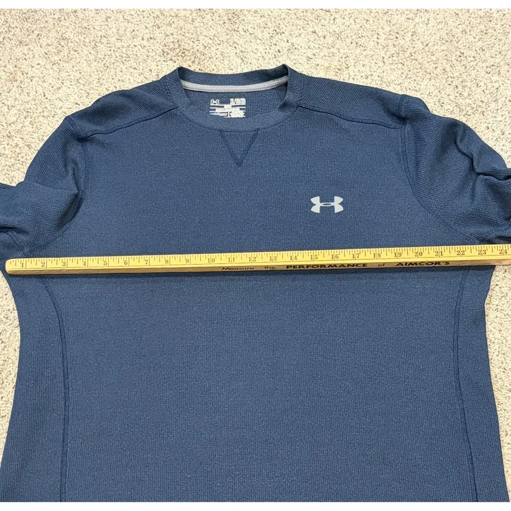 Under Armour Mens Large Navy Blue Waffle Knit Thermal Long Sleeve Base Layer